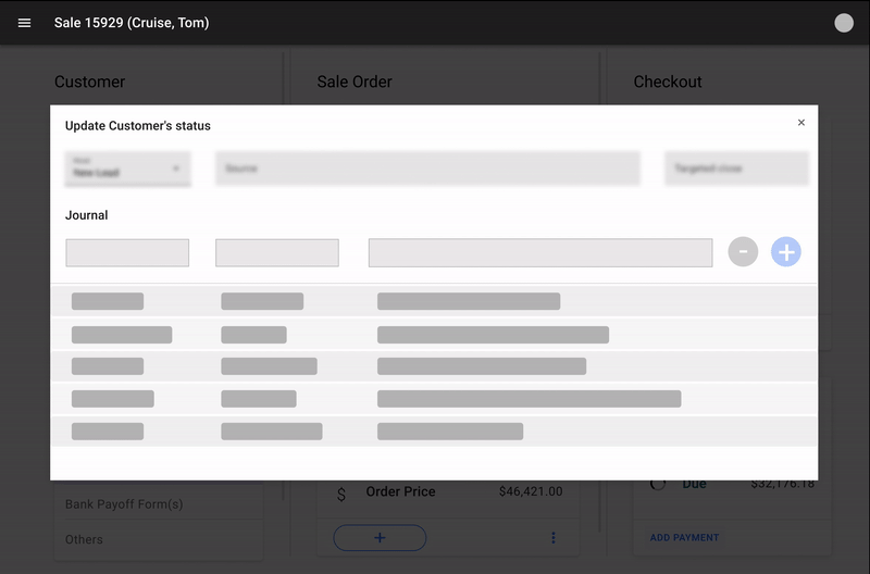 Animation of the option 1 of the interaction in modal