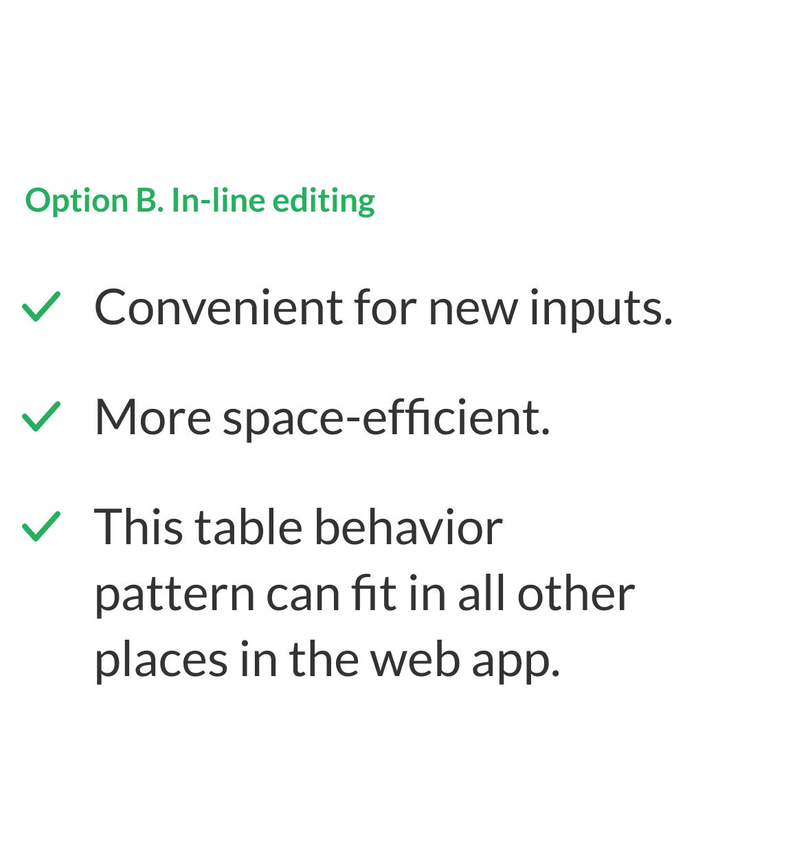 The pros and cons of the option 2
